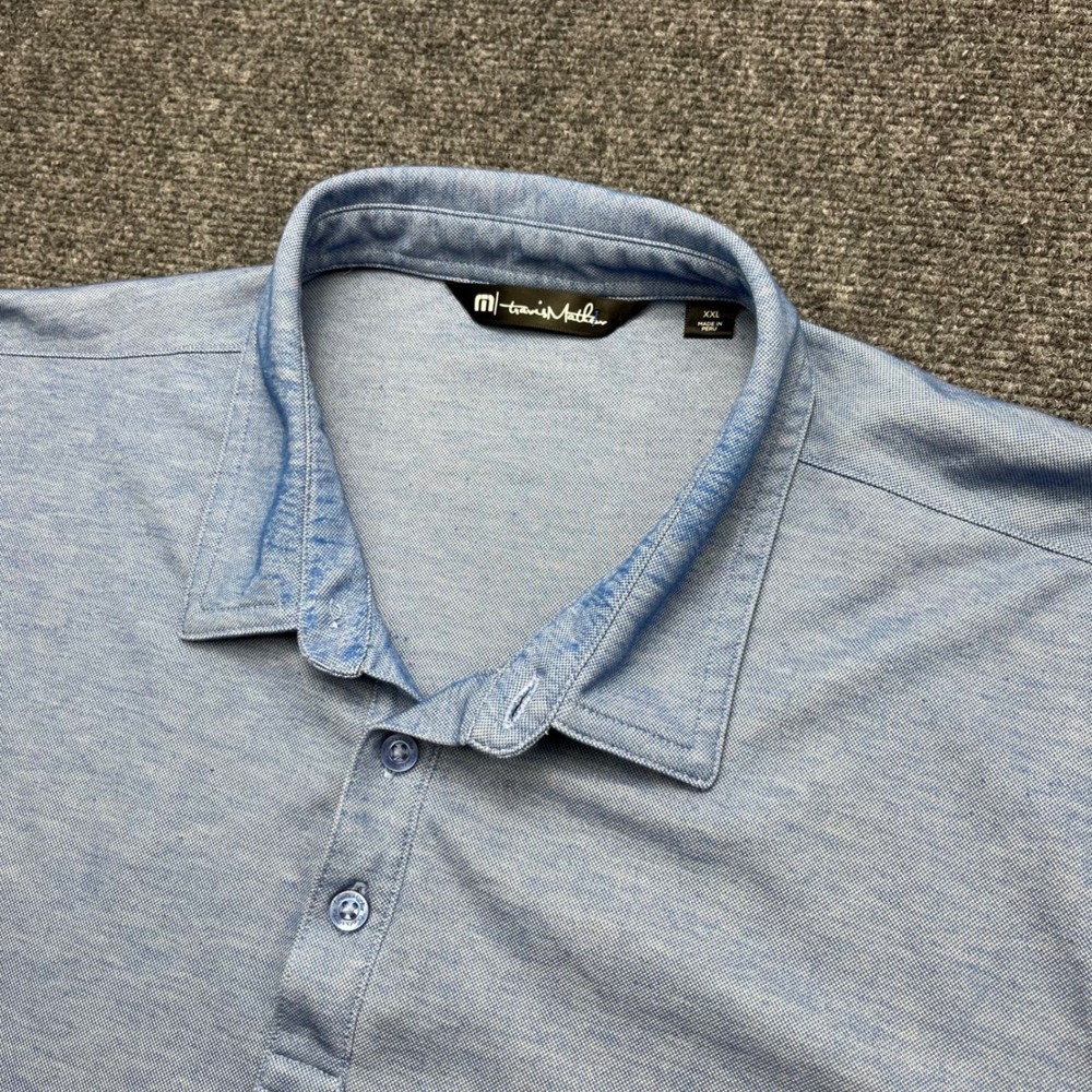 TravisMathew Golf Performance Pima Cotton Blue Polo Shirt